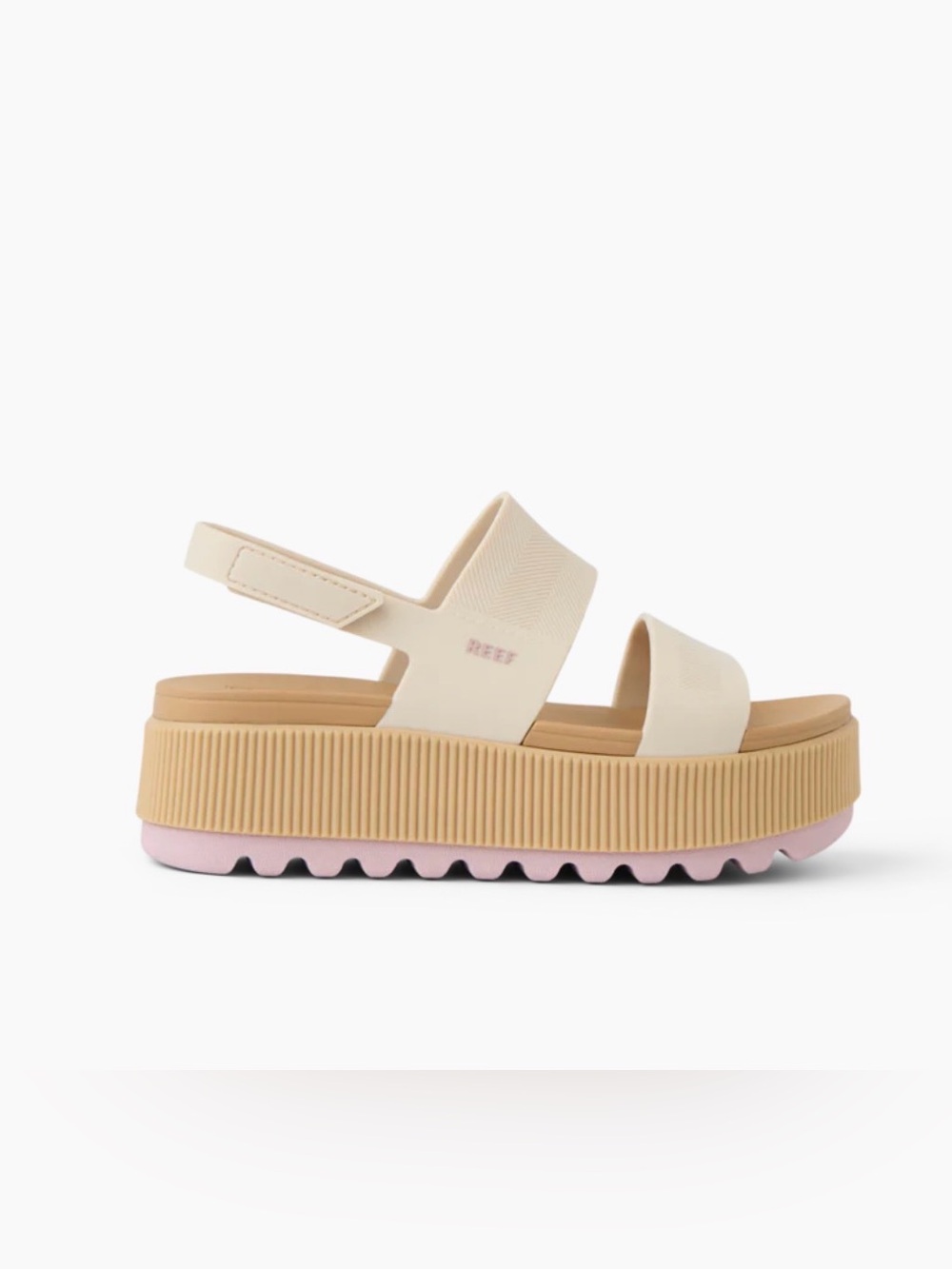 Reef Platform Sandals in Cream, Tan & Pink